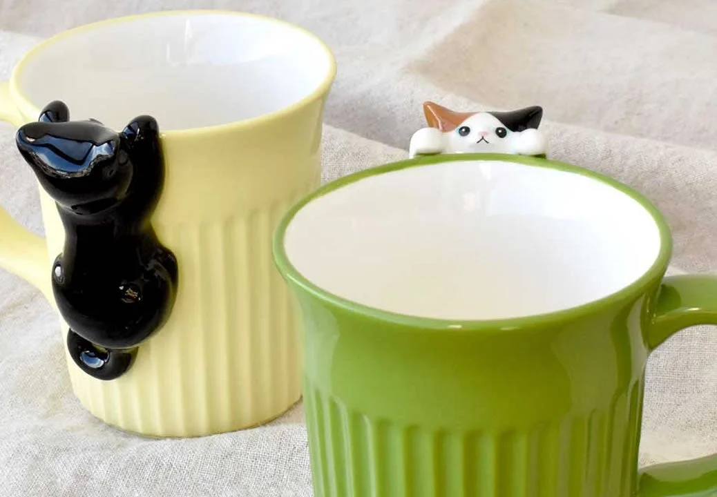 猫マグカップ、黒猫、三毛猫
