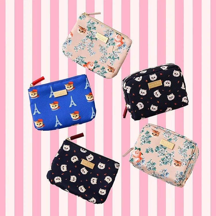 PAUL & JOEの猫や花柄、エッフェル塔がデザインされたカラフルなポーチ