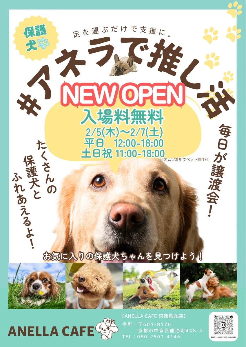ANELLA CAFE 京都烏丸店 プレオープン告知ポスター