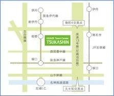 グンゼタウンセンターつかしんへのアクセス地図