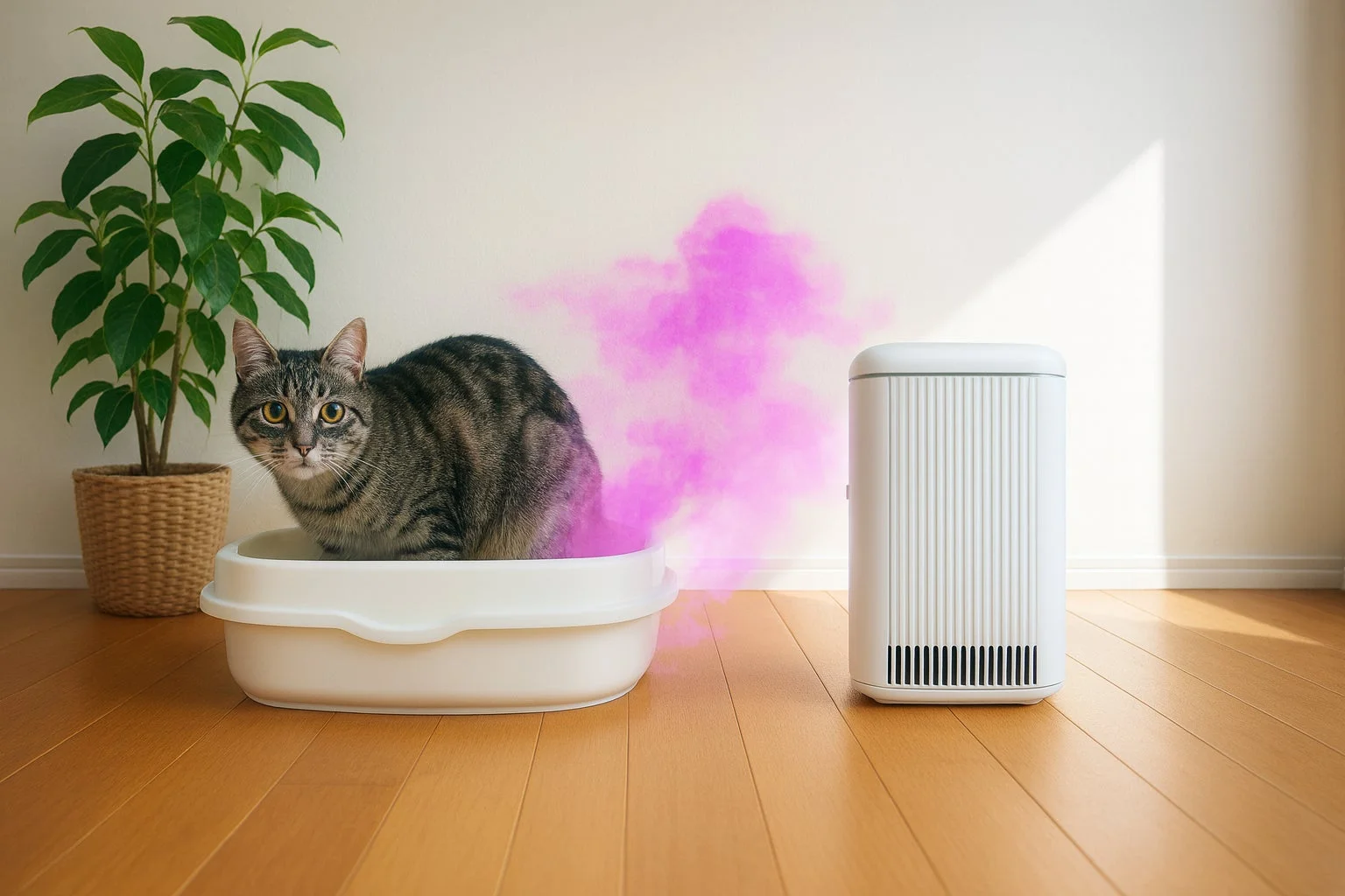 猫のトイレと空気清浄機、臭いの表現