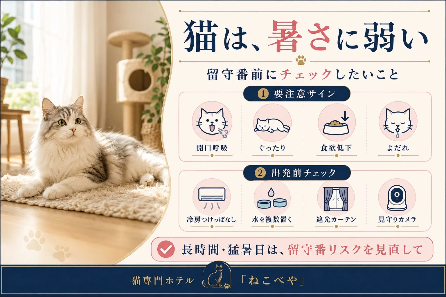 猫は、暑さに弱い 留守番前にチェックしたいこと