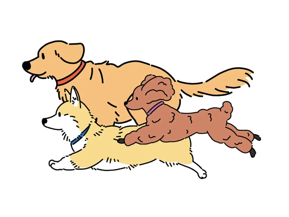 楽しそうに走る犬のイラスト