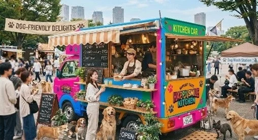キッチンカーと犬たち
