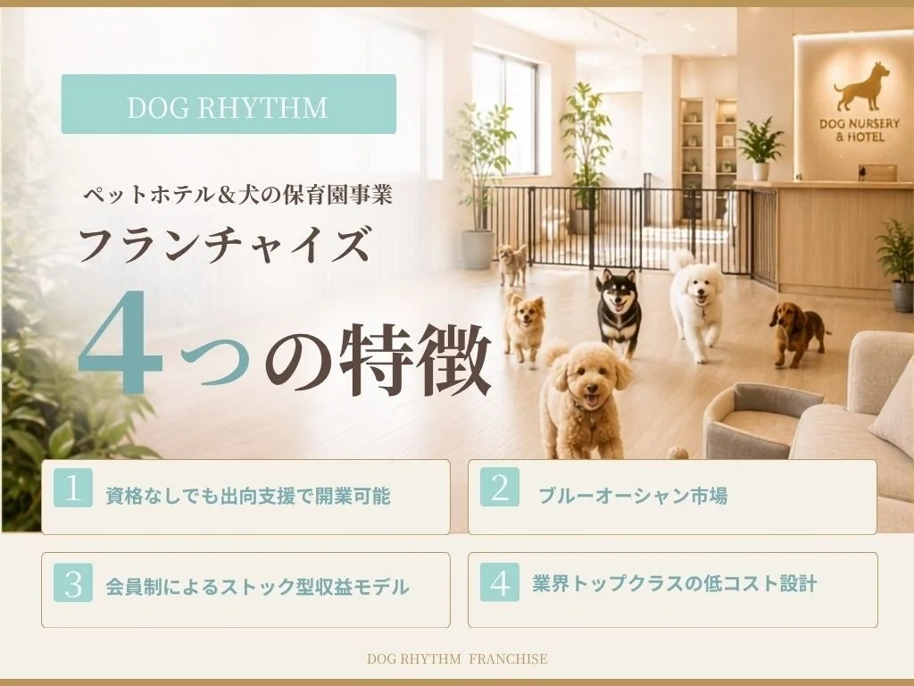 犬の保育園とペットホテルのフランチャイズ事業の広告