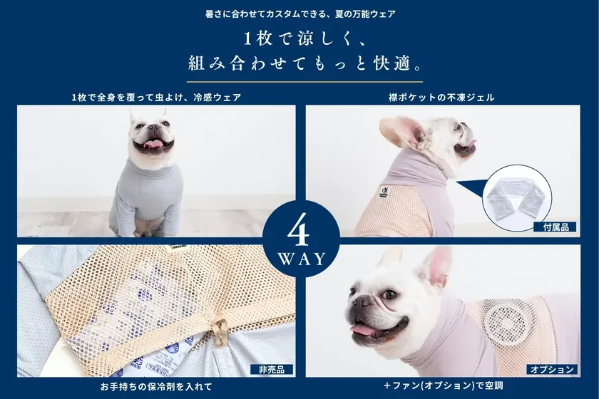 空調ペット服新モデルは4WAY暑さ対策