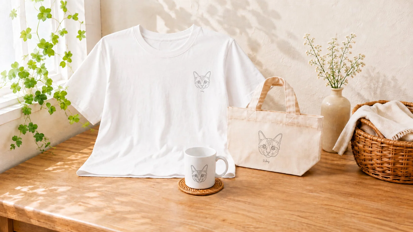 Tシャツ、トートバッグ、マグカップ