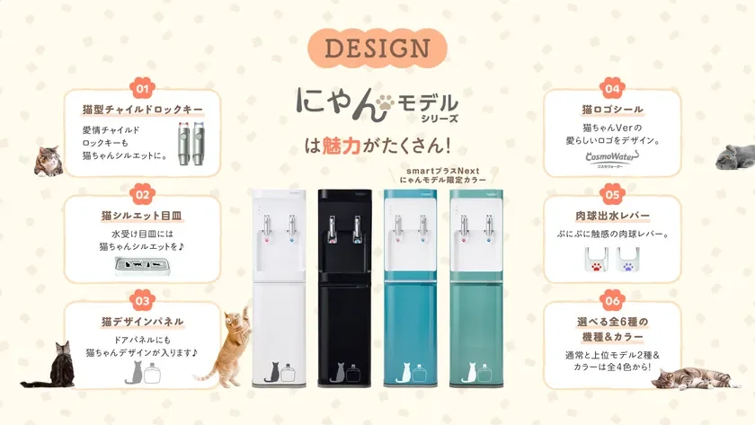 猫をテーマにした「にゃんモデル」シリーズのウォーターサーバー
