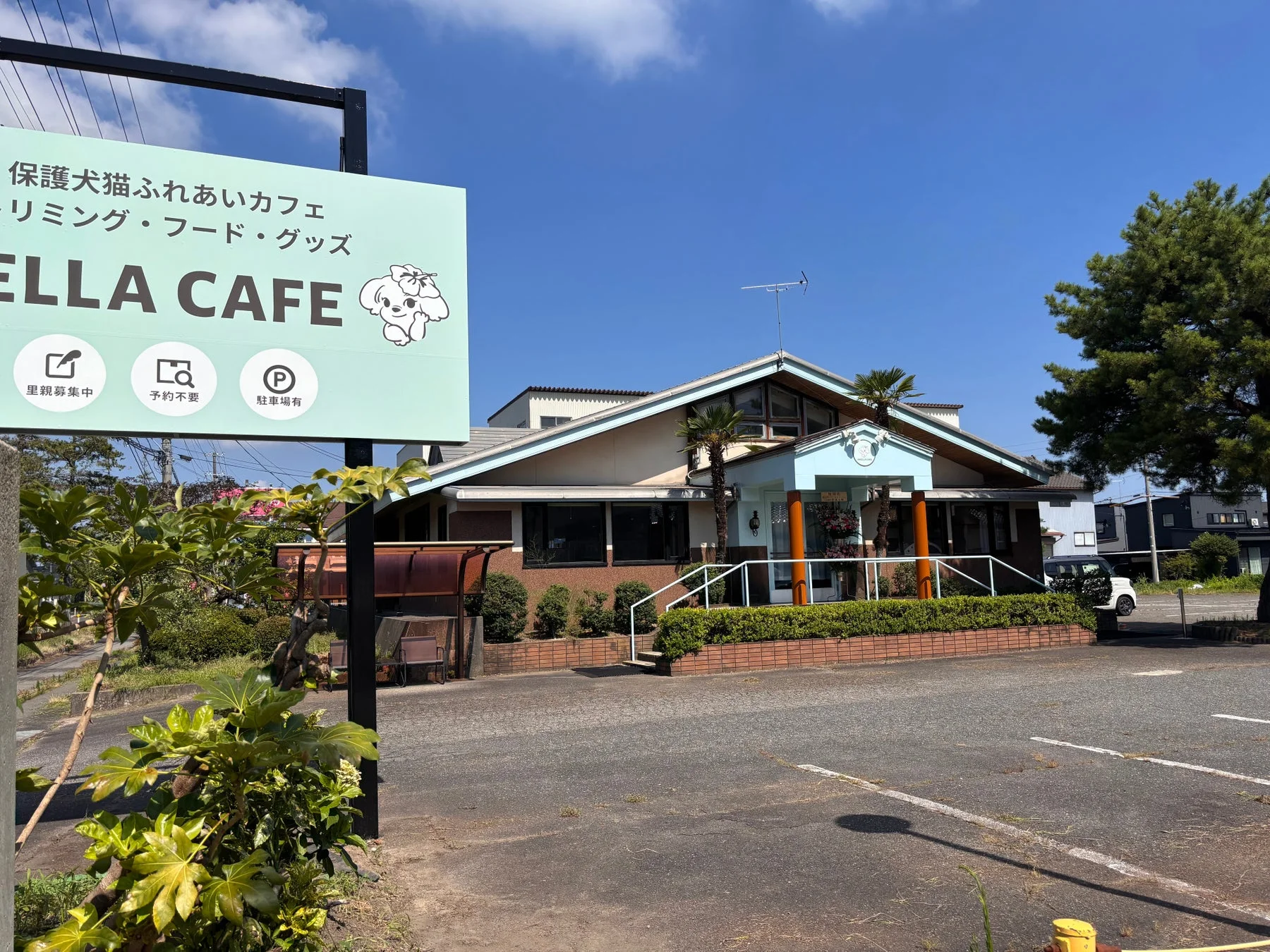 ELLA CAFE外観、駐車場