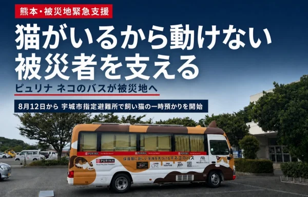 熊本地震の被災地へ「ピュリナ ネコのバス」がやってくる！大切な猫を預けて、一歩踏み出そう！