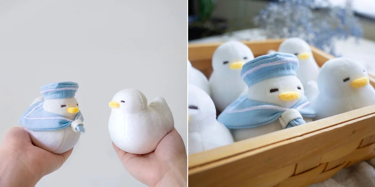 白い鳥の形をした可愛いぬいぐるみ