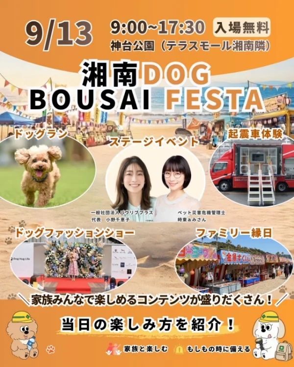 愛犬と「遊ぶ・試す・相談する・備える」を一日で！「湘南DOG BOUSAI FESTA」で最高の思い出と安心をゲットしよう