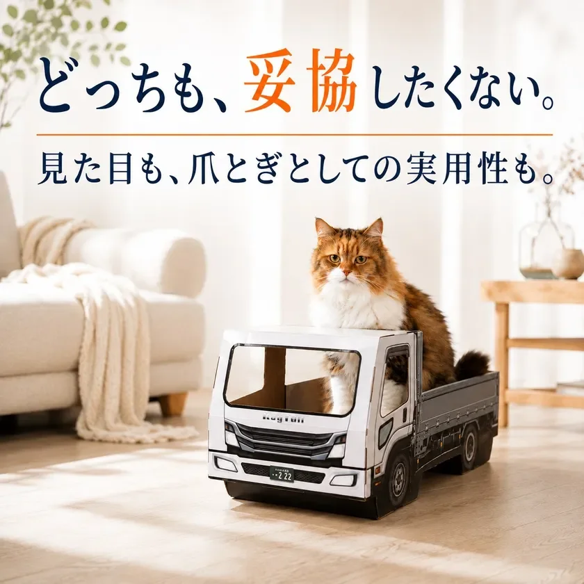 見た目も実用性も兼ね備えたトラック型爪とぎ