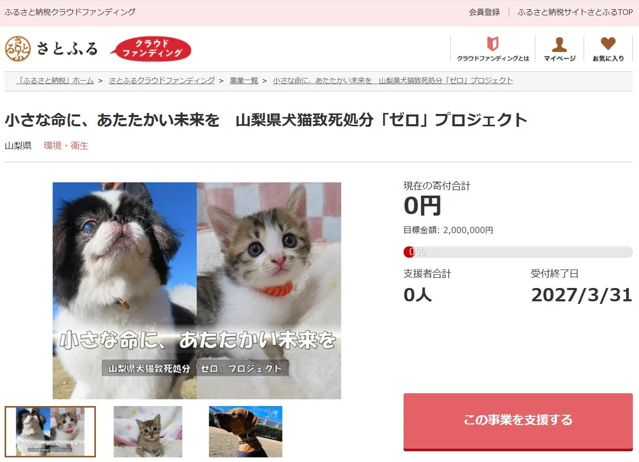 山梨県犬猫殺処分ゼロプロジェクトのイメージ