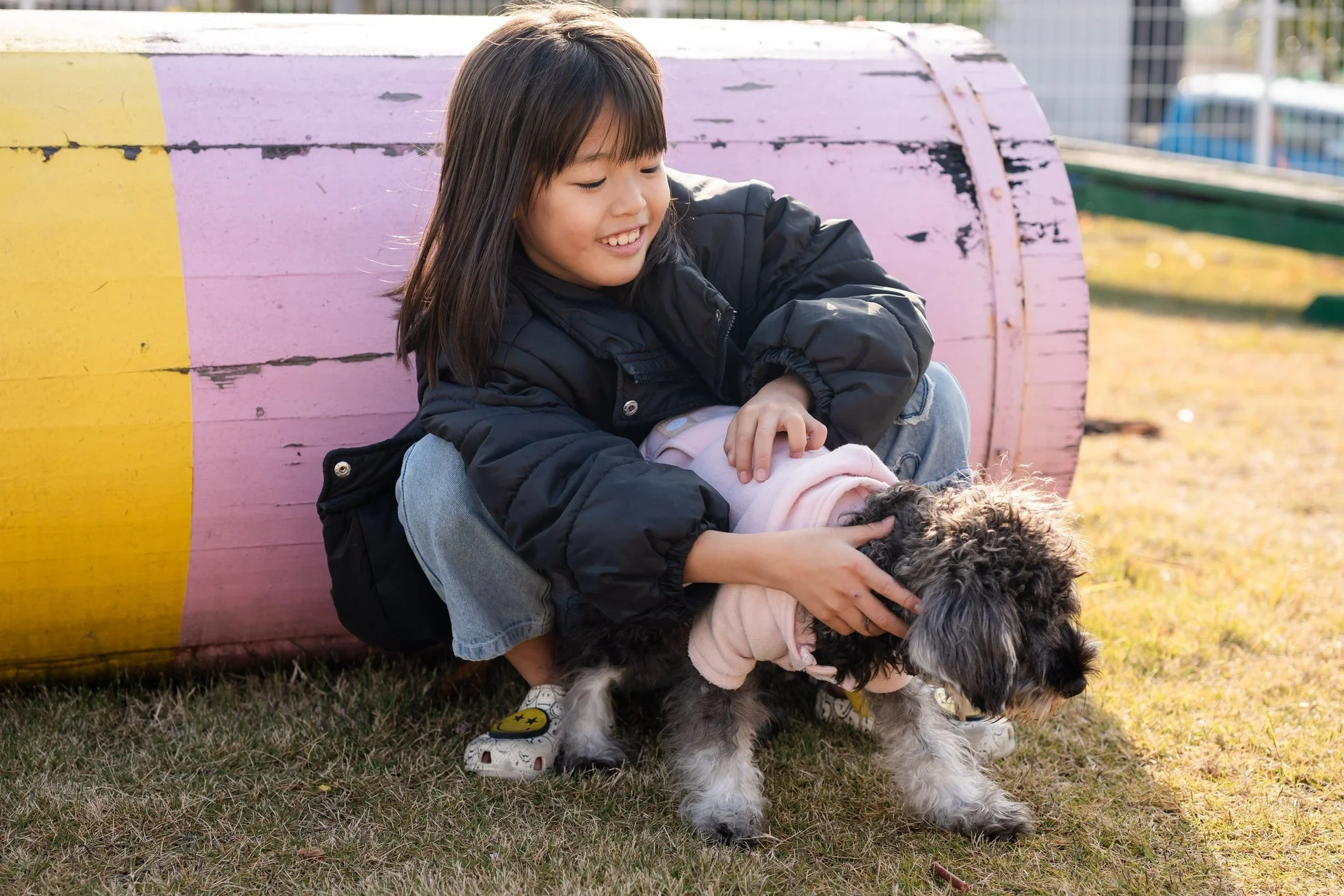 子供と犬の触れ合い