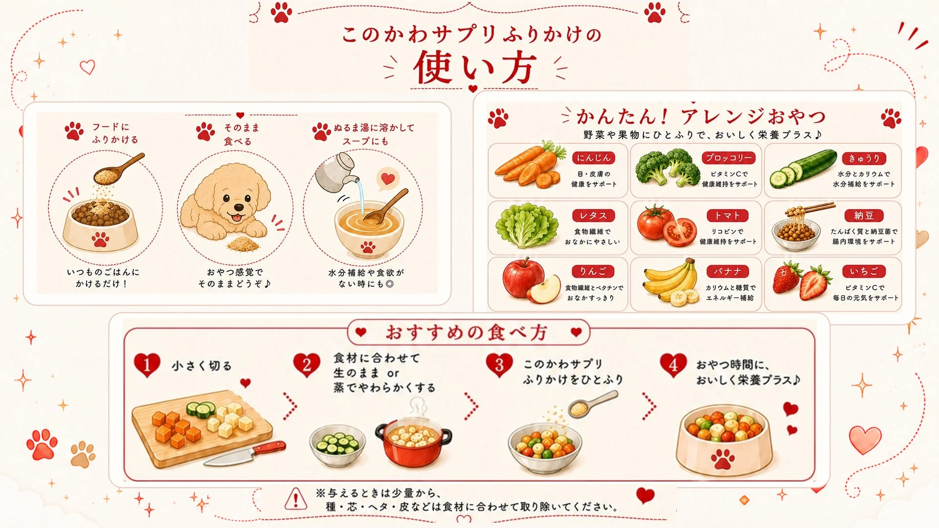 このかわサプリふりかけの使い方