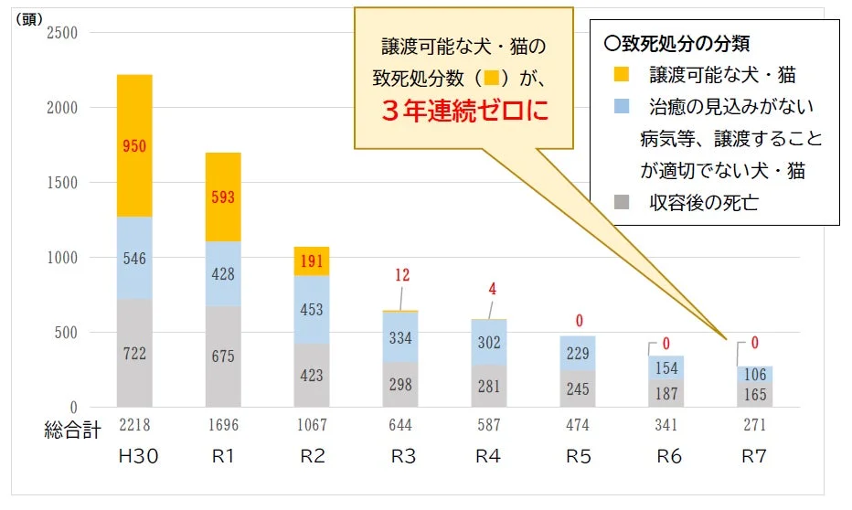 致死処分の推移を示す棒グラフ