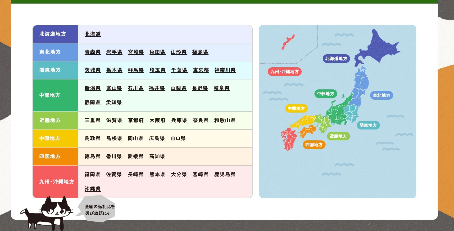 日本地図と都道府県