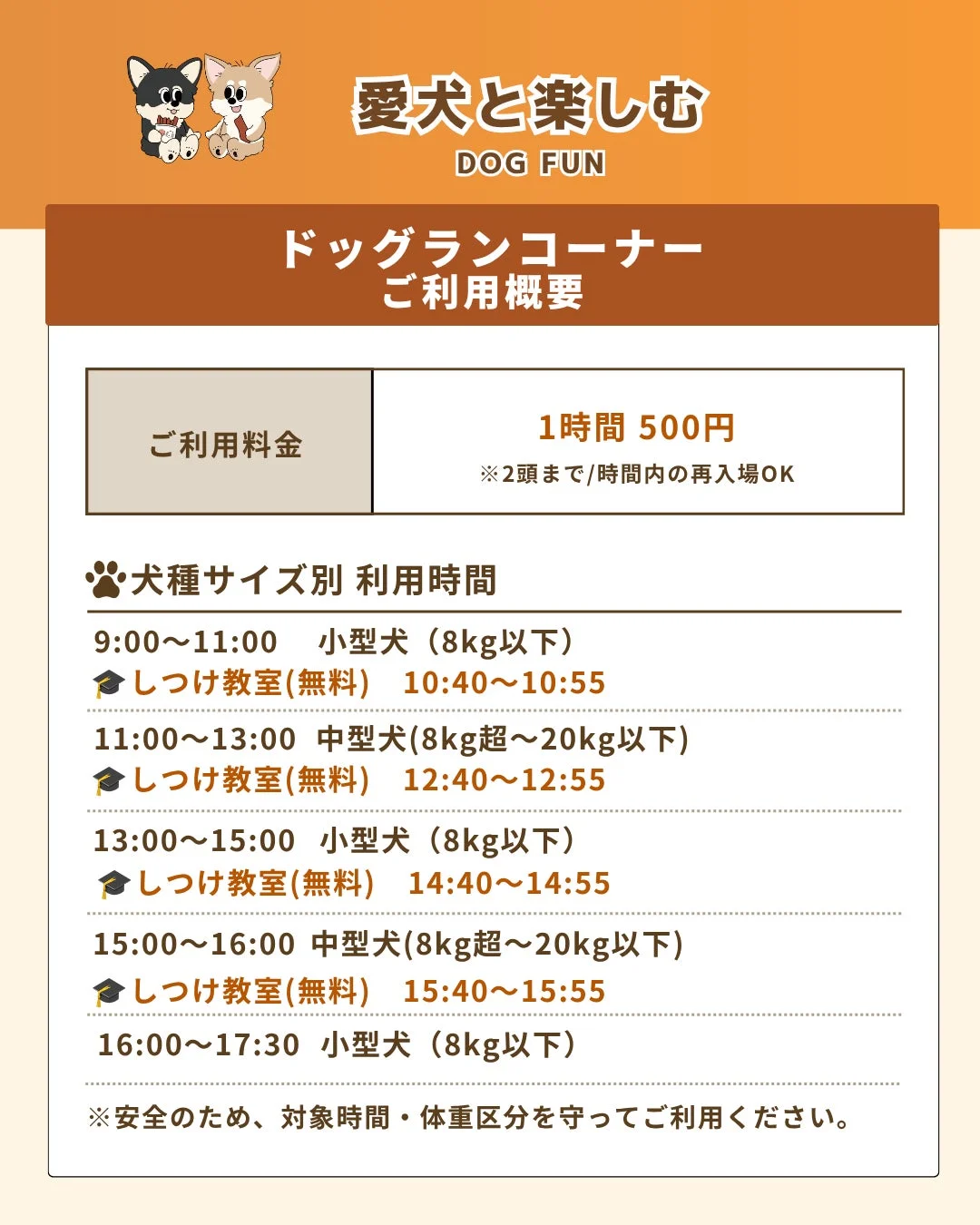 ドッグランコーナーの利用概要